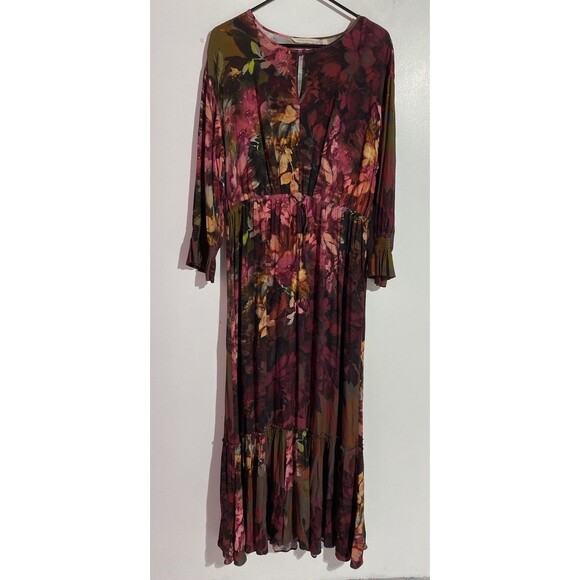 Soft Surroundings Dress M Maxi Floral Cottagecore Boho Tiered Vacation Modest - Picture 1 of 14